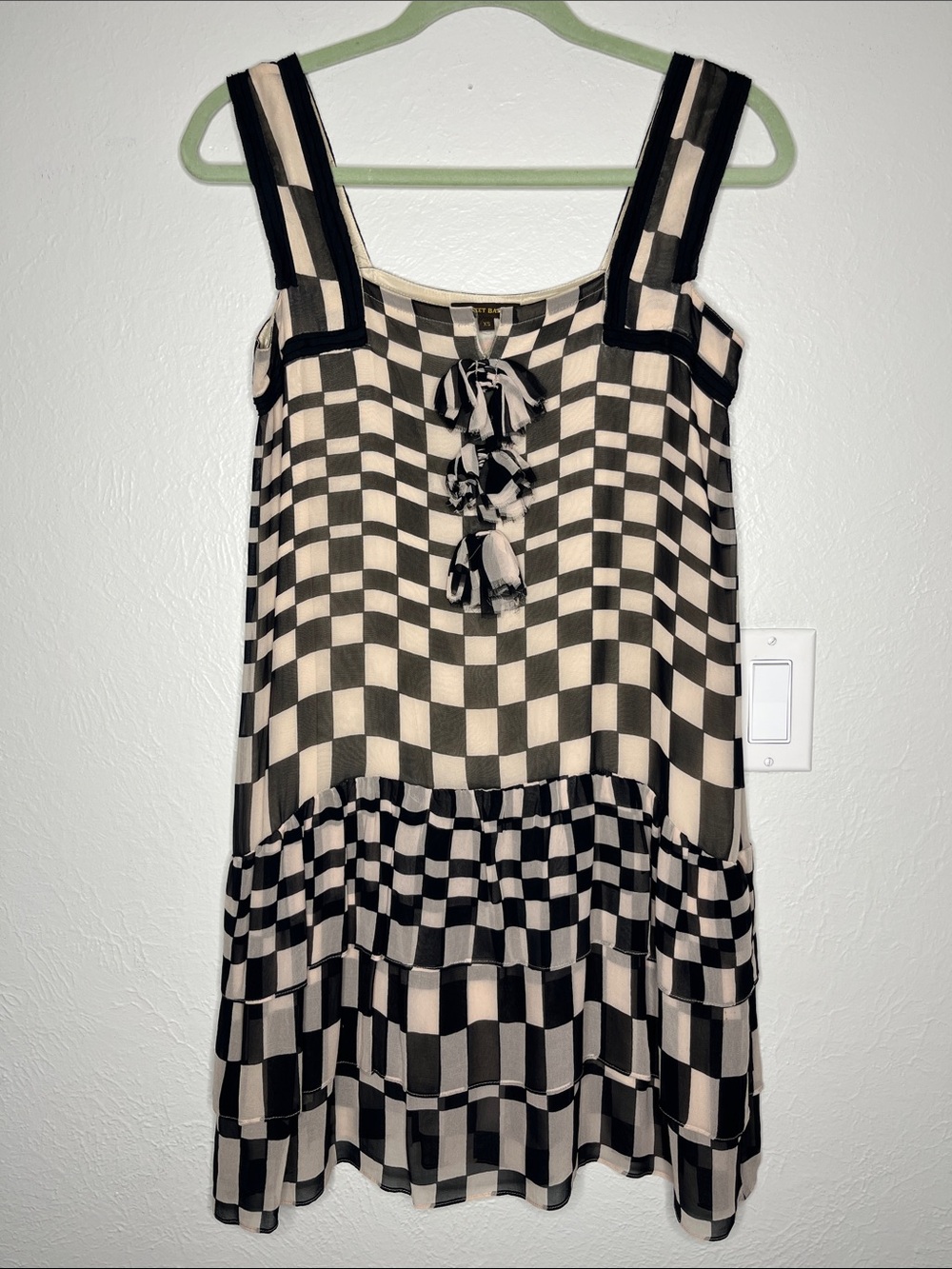 Vineet Bahl Checkerboard Tiered Sleeveless Dress - Size XS Retro Flapper